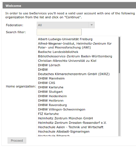 BwUniCluster 2.0 access login bwidm select institution.png