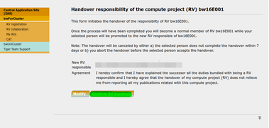 4. Confirm the handover.